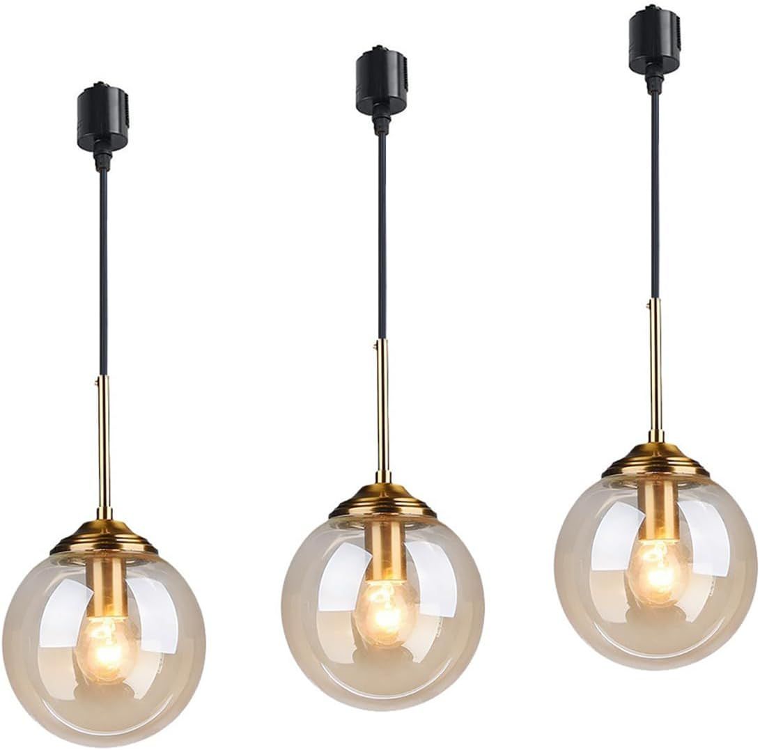 ペンダント ライト 3灯 おしゃれ かわいい ガラスペンダントライト こはく色 丸 ランプ 球体 シンプル ダクトレール用ペンダントライト レトロ モダン リビングペンダントライト LED照明器具 ペ 8,044円