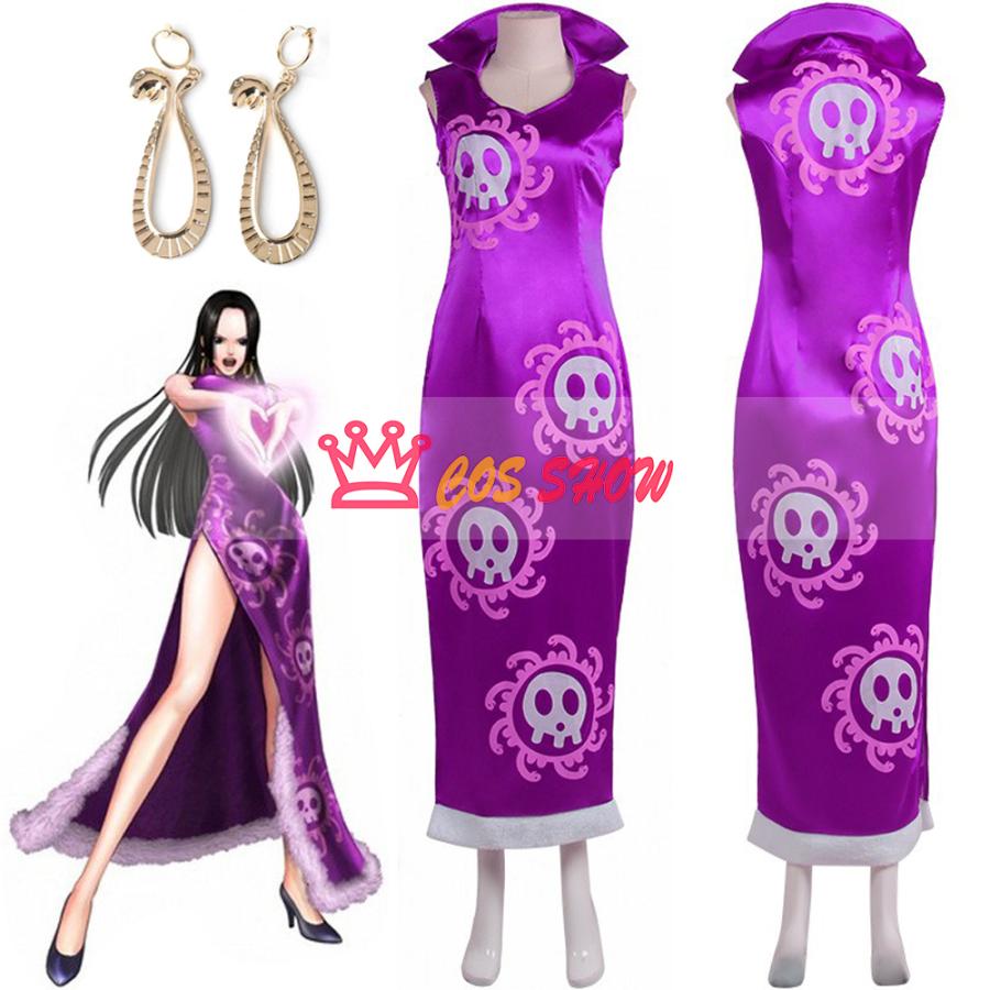 赤字販売!ワンピース ONE PIECE 海賊女帝 ボア・ハンコック チャイナドレス風 コスプレ衣装 cosplay 仮装 イヤリング付き 日常服 イベント クリスマス ハロウィン
