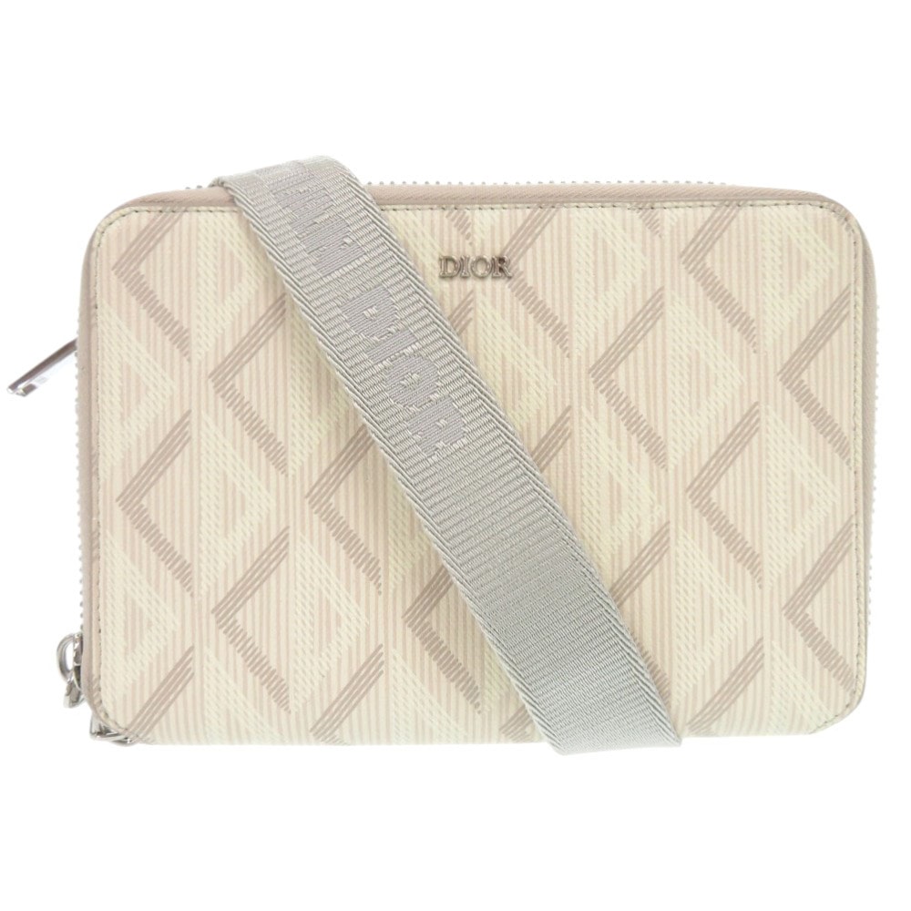 美品 クリスチャンディオール CDダイヤモンド ショルダーバッグ PVC/レザー ベージュ 1311【中古】Christian Dior メンズ