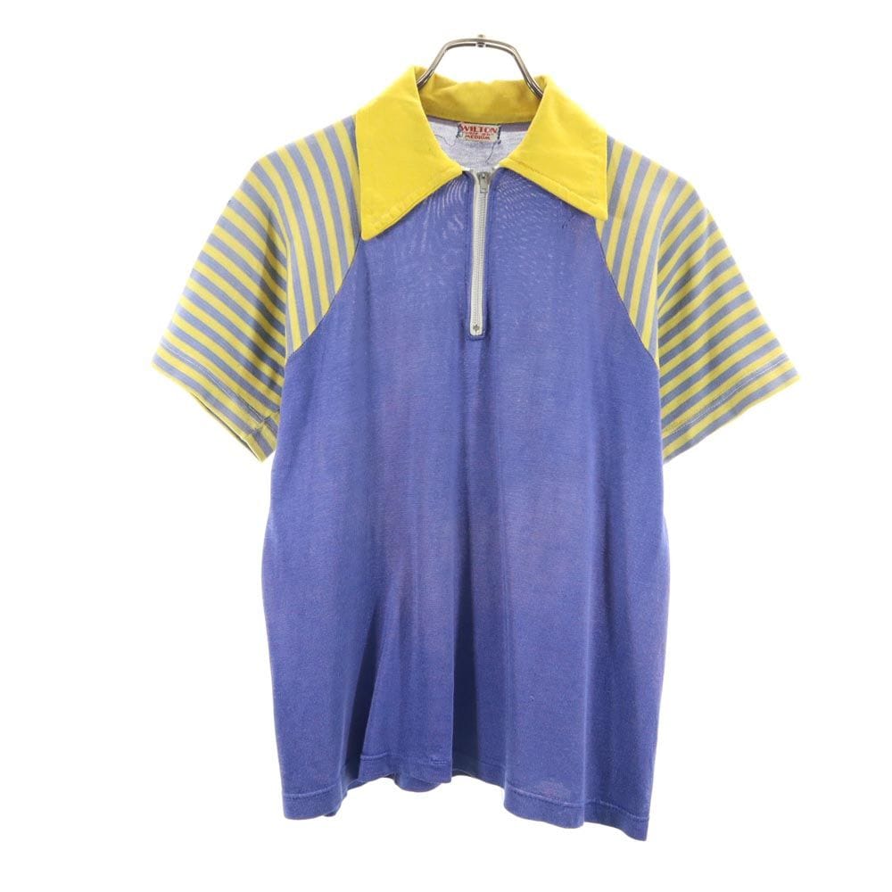 50s 半袖 ゲームシャツ ポロシャツ M イエロー×ネイビー オールド ヴィンテージ メンズ 11,644円