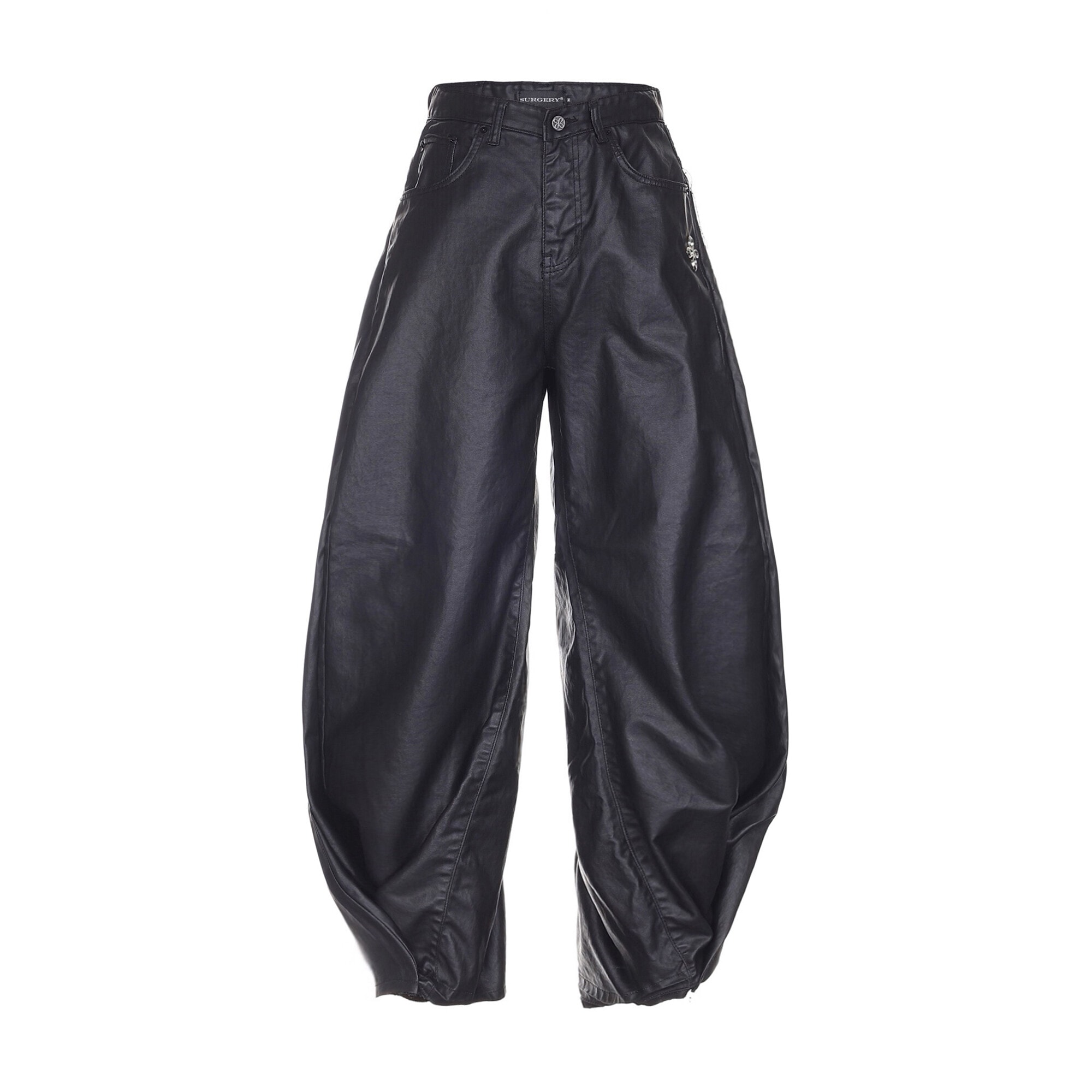 【SURGERY】 SURGERY DOUBLE FOLDING OVER WIDE BAGGY JEANS : COATED BLACK