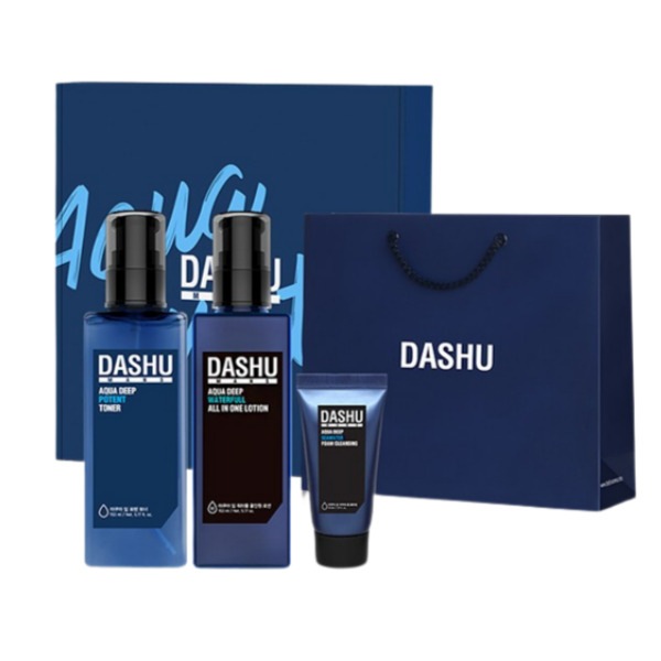 メンズ アクアスキンケア3点セットポテン トナー153ml + オールインワンローション153ml + フォームクレンザー30ml韓国メンズ基礎化粧品 保湿ケア 毛穴ケア べたつかない 化粧水 乳