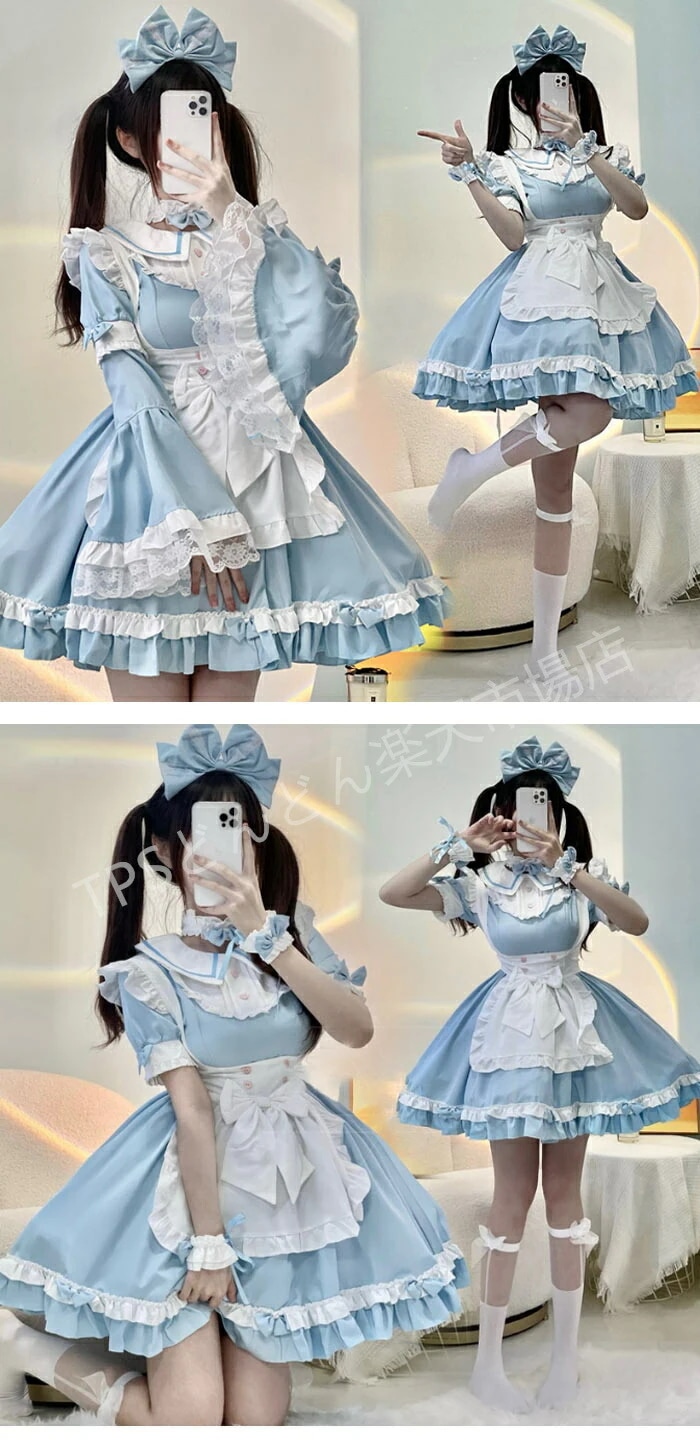 完売御礼メイド服 コスプレ ハロウィン メイド エプロン 大きいサイズ メイド 服 コスプレ 衣装 仮装 女装 フリル ロリータ かわいい カシャ 付き ロリータワンピース アニメ かわいい コ