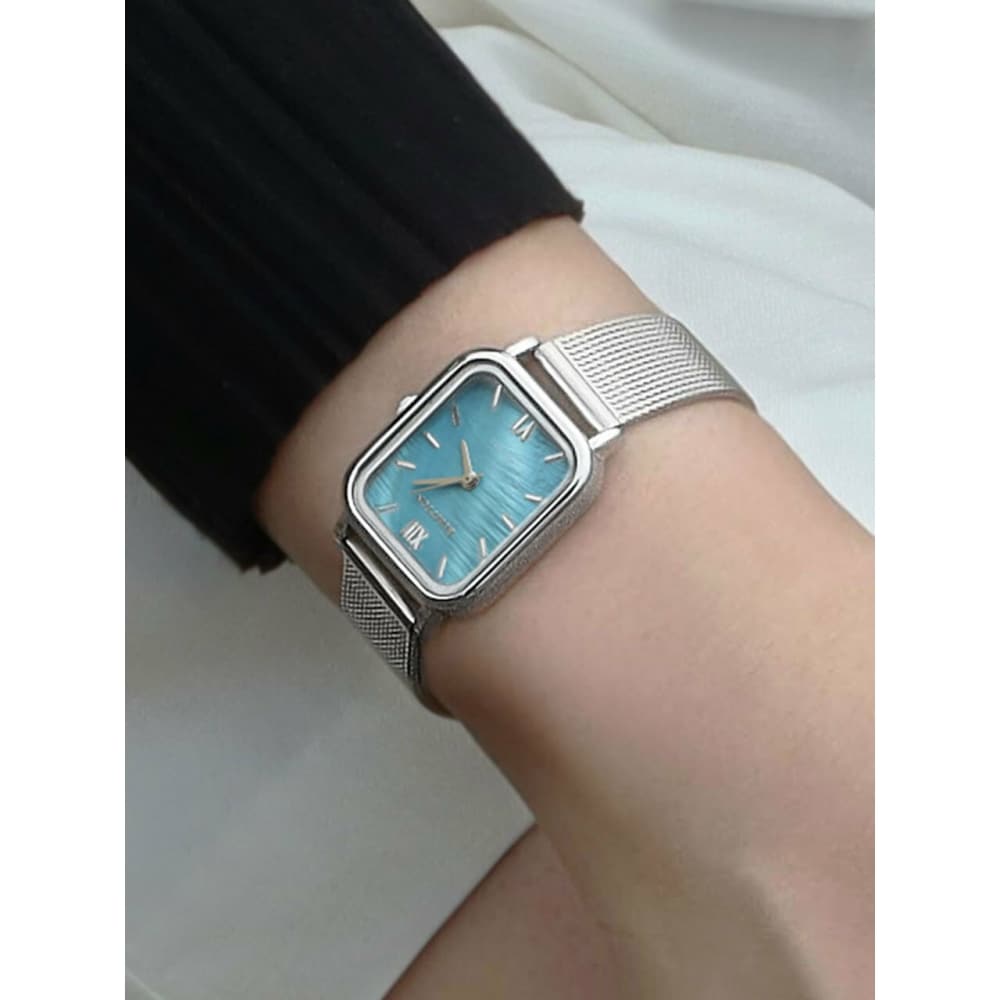 RUMTTON ブルー 自炊時計 女性メッシュウォッチ ラントンハーバー ブルーシルバー