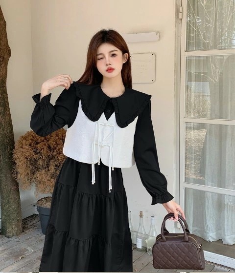 【急速出荷!】お得セット【大きいサイズM-4XL】2枚セットワンピース ブラウン/ブラック2色展開 【大きいサイズ レディース 春夏 結婚式 きれいめ タイト フォーマル 大人 上品 チュニック on