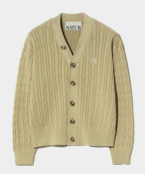 SATUR Faro オーバーサイズケーブルカーディガンオーガニックベージュ