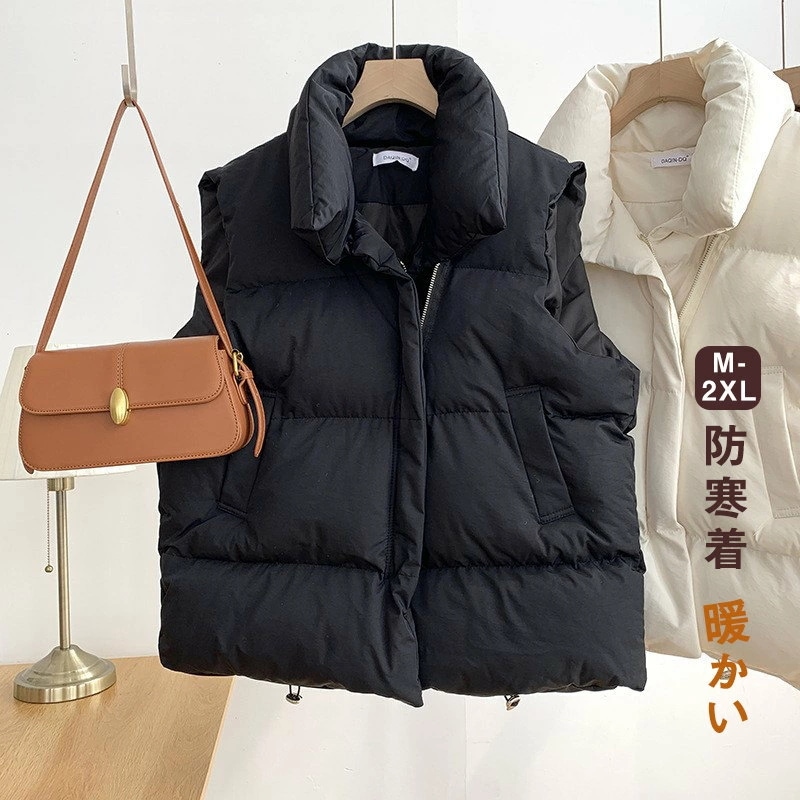 ベスト レディース ダウンベスト 中綿ベスト 前開き 中綿入り ゆったり ジレ 秋冬 アウター あったか 防寒 防風 軽量 着痩せ きれいめ