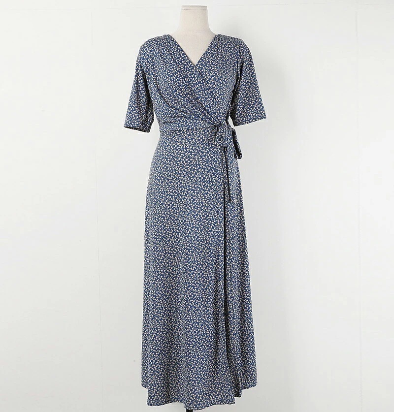 2TYPEフラワーワンピース レディース ファッション ワンピース ロング丈 ミモレ丈 ロングワンピース フレア Aライン 半袖 ハーフスリーブ 小花柄 フラワー パタ 5,127円