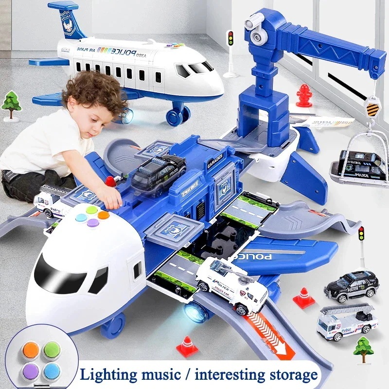 子供のための特大飛行機のおもちゃ 男の子と女の子のための男の子の警察のスタイルのおもちゃ 男の子のための特大の多機能トラック