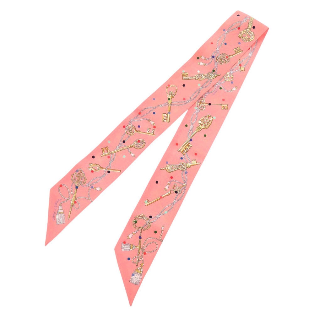 美品 ツイリー Les Cles a Pois レ クレ ア ポア スカーフ シルク/シルク ピンク 0121【中古】 レディース