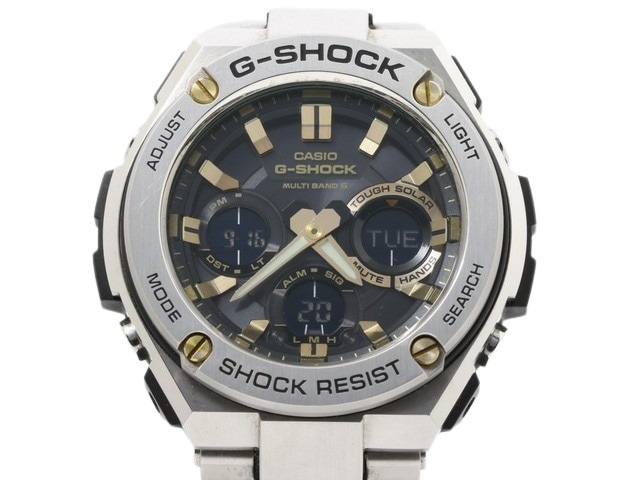 腕時計 GSHOCK Gスチール GST W110D 1A9JF シルバー ブラック文字盤 樹脂 ステンレス メンズ アナデジ 電波ソーラー【本物保証】