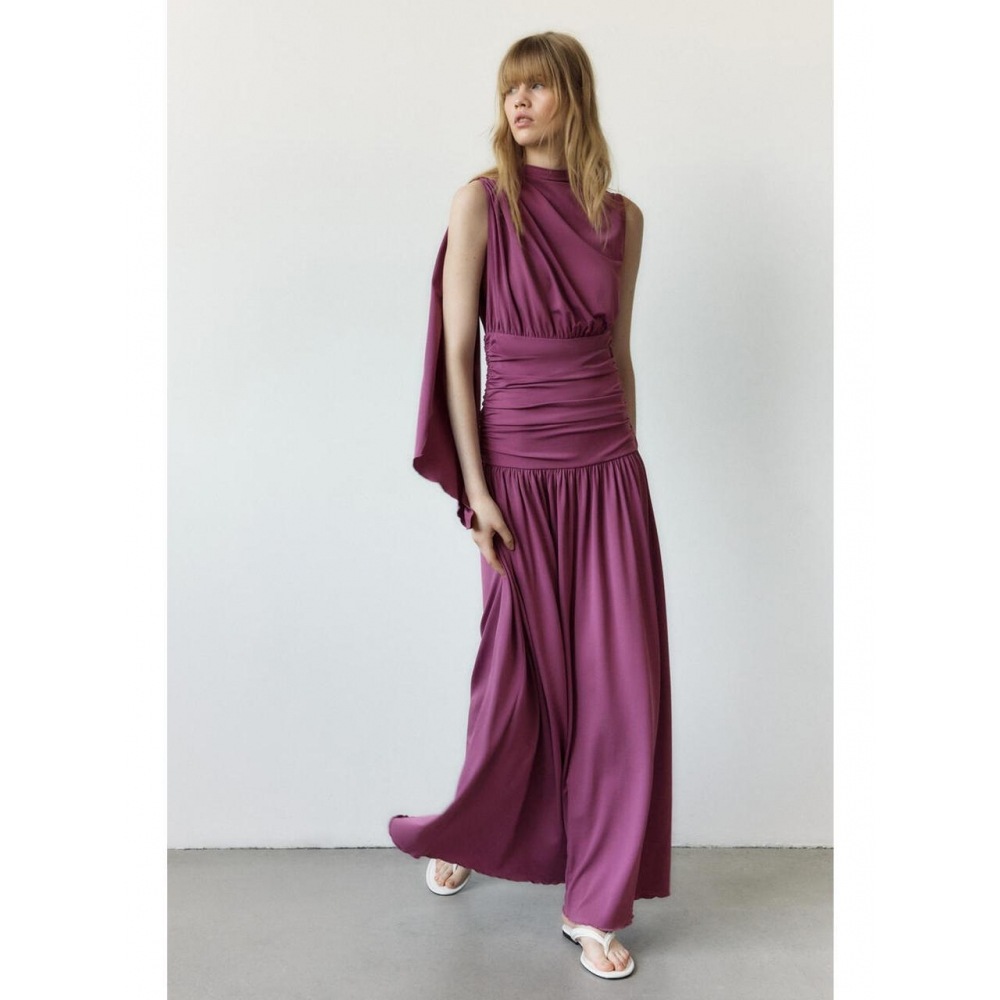 H&M ドレープジャージードレスパープル1344208001