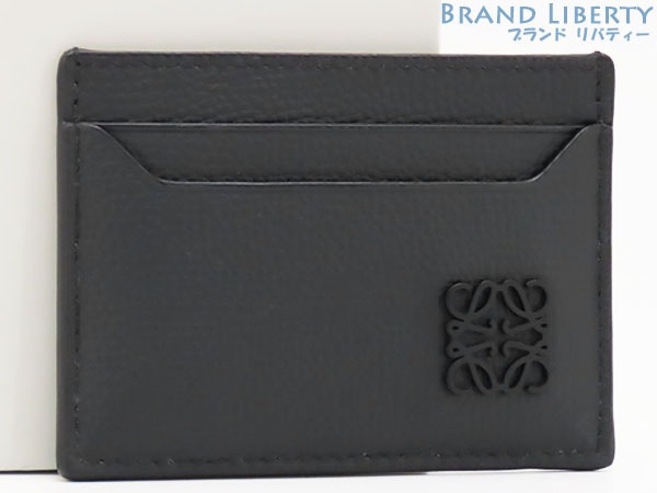 新古品ロエベアナグラムプレーンカードホルダーカードケースパスケース名刺入れブラックペブルグレインカーフレザー