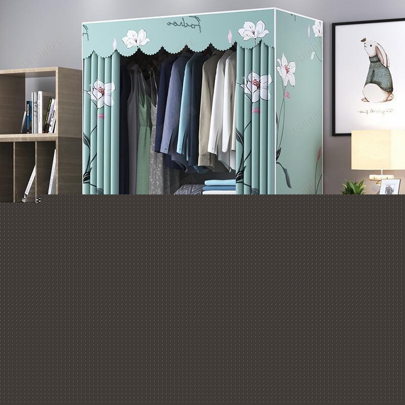 細工が凝っている ワードローブ 大容量 服 収納 クローゼット ハンガーラック カバー付き 春夏秋冬 雑物 男女 色付きロッド 簡単組立式 耐久性 グレーカバ