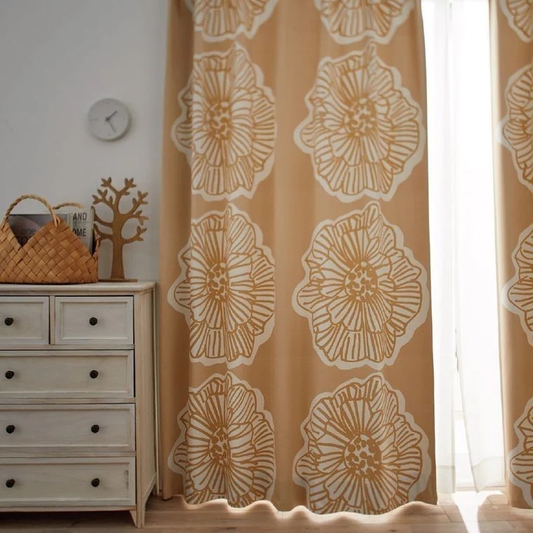 カーテン 遮光 2級 幅100x丈178cm (1枚入）大輪 花柄 フラワー 植物柄 掃出窓 100x178 日本製 おしゃれ 丸洗い 洗える 形状記憶加工 既製 リビング 新居 新築