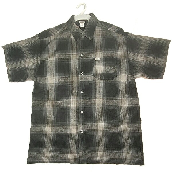 キャルトップ オンブレ チェック 半袖シャツ フランネル シャツ ブラック チャコール art2000s-blkcha