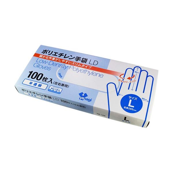 (まとめ) やなぎプロダクツ ポリエチレン手袋 LD 半透明 L TB-166 1パック(100枚) (×30セット)
