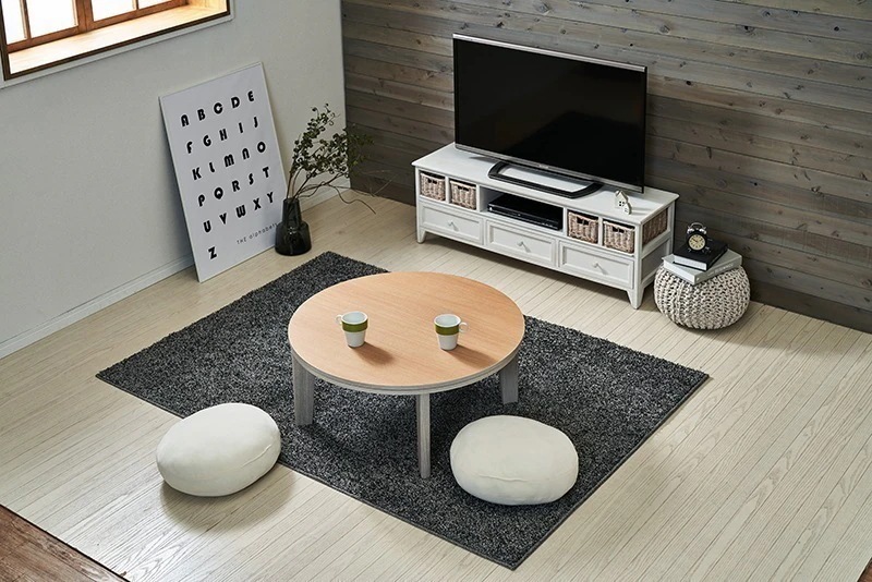 こたつテーブル おしゃれ ナチュラルモダン 木目 円形 リバーシブル 丸 300Wヒーター 炬燵 机 コタツ 丸形 80cm