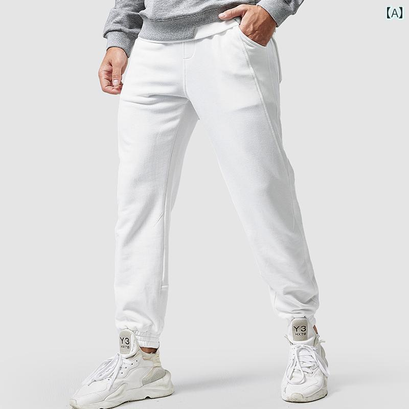 メンズ カジュアル パンツ フィットネス ジム トレーニング レギンス スウェット 春秋 綿 九分丈 裾細 スポーツ ズボン 秋冬