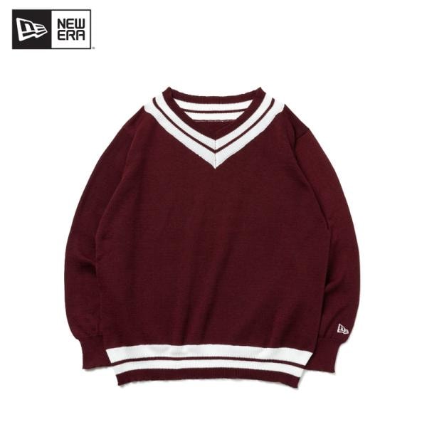 ニュー エラ NEW ERA ゴルフ WOMENS ニットセーター バーガンディ Vネック トップス 女性 レディース