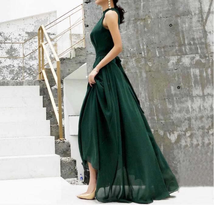 パーティードレス　シフォンワンピ 　ワンピース　ノースリーブ　ロング丈　ドレス　二次会　結婚式