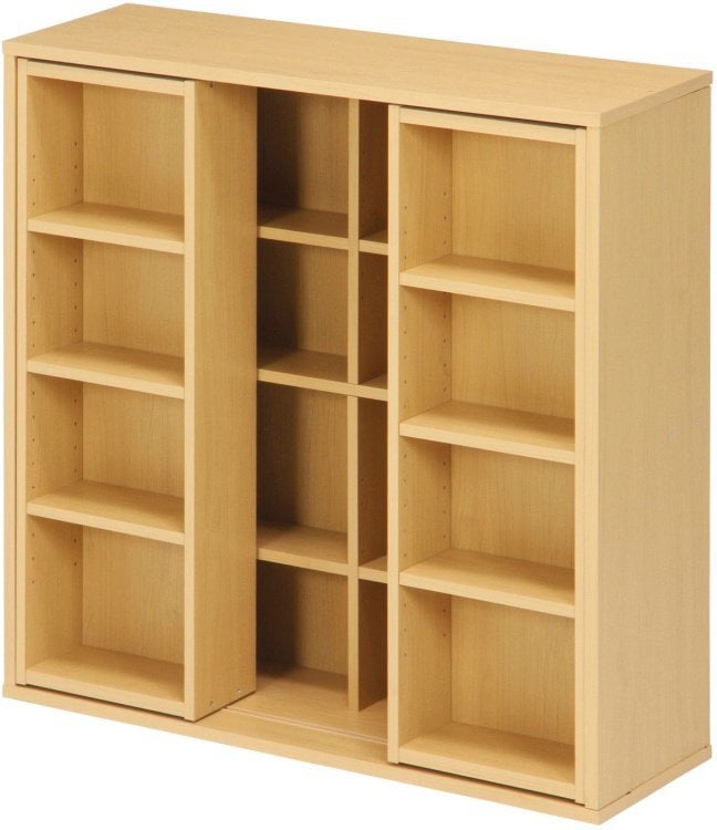 本棚 おしゃれ ダブルスライド 4段 89×29×89cm ナチュラル