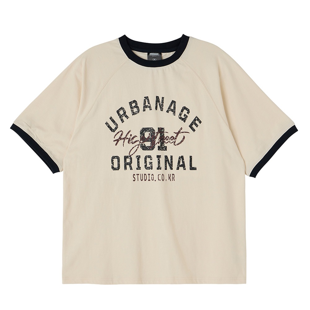 HIGH STREET Ringer Raglan Oversized T-Shirt Cream