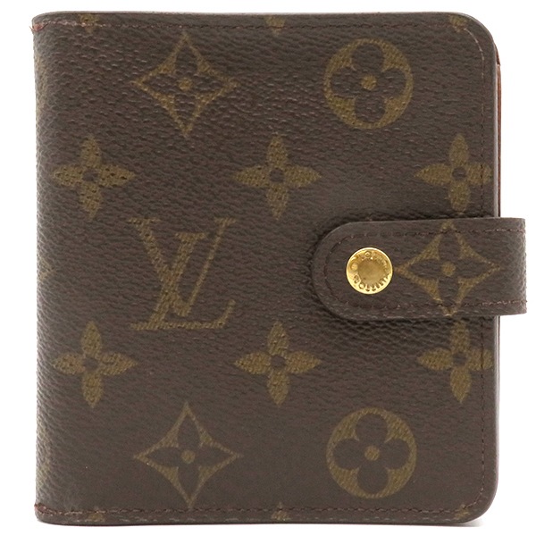 ルイヴィトン LOUIS VUITTON 二つ折り財布 コンパクトジップ モノグラムキャンバス モノグラム ゴールド金具 茶 M61667 MI0021 【箱】【中古】