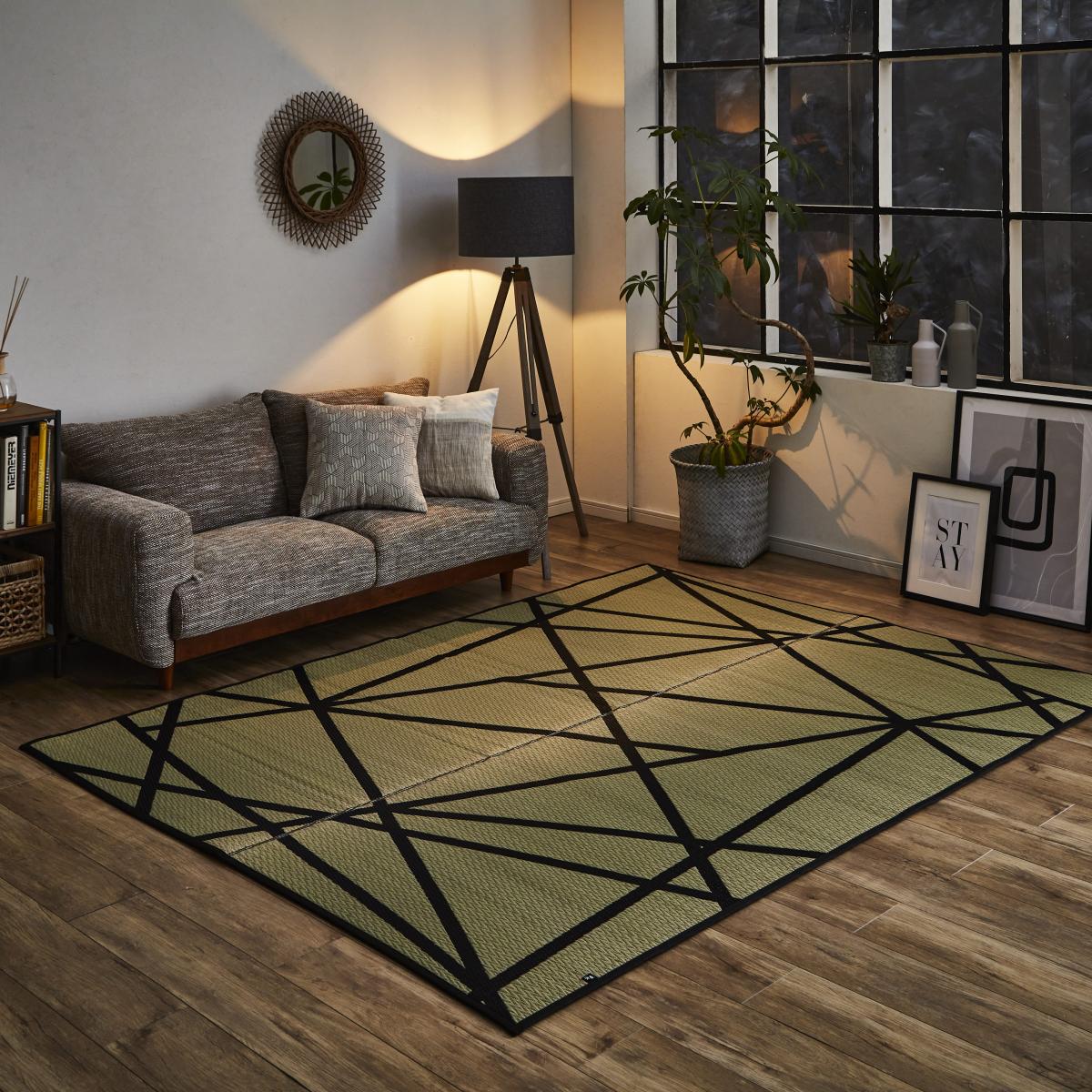 【I】【代引不可】イケヒコ 国産い草ラグ カーペット Fレヴィン 滑り止め付 ナチュラル 約191×191cm 8245879【北海道・沖縄・離島不可】