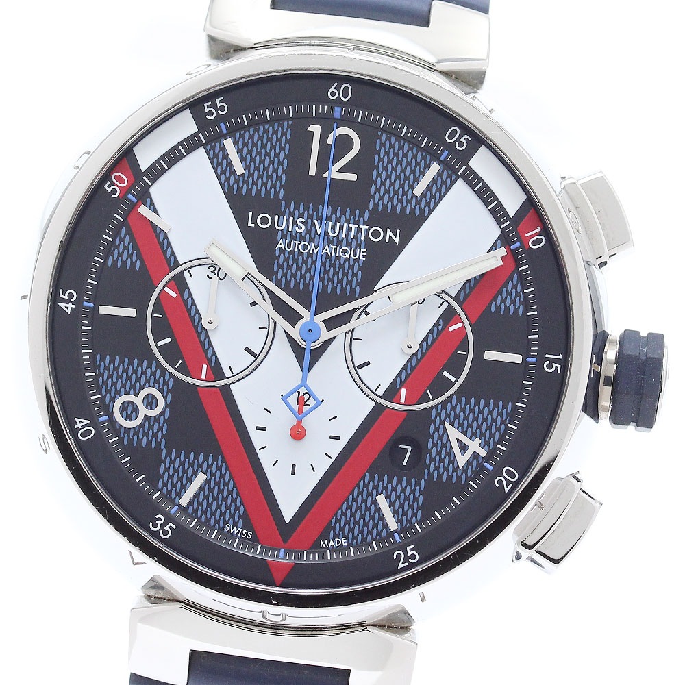 ルイ・ヴィトン LOUIS VUITTON QA076Z タンブール ダミエ・コバルトV 自動巻き メンズ _875184【中古】
