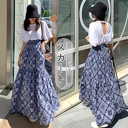 メガ割後1699円💜ペイズリー柄ロングスカート パネル柄 ロングスカート マキシスカート 韓国ファッション