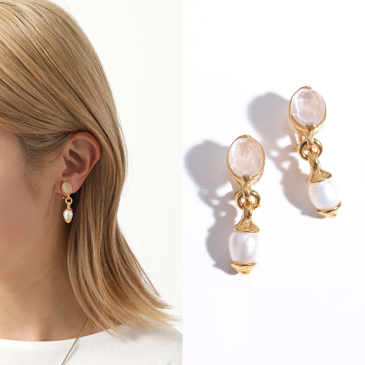 GOOSSENS PARIS グーセンスパリ イヤリング Graine de gemmes earrings GOOP15EA01 レディース パール クリスタル アクセサリー YG04/PERLE