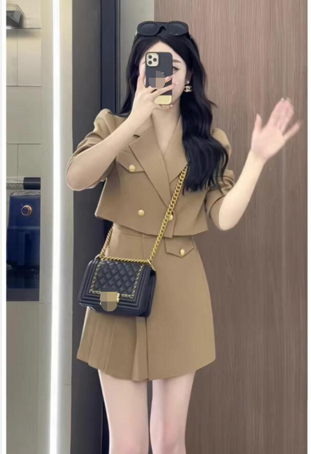 高校生 秋と冬の服 可愛い エレガント 日常 パーティードレス カジュアル レディース ギフト ショート丈のスーツに小さな香りの2点セット 5PL01