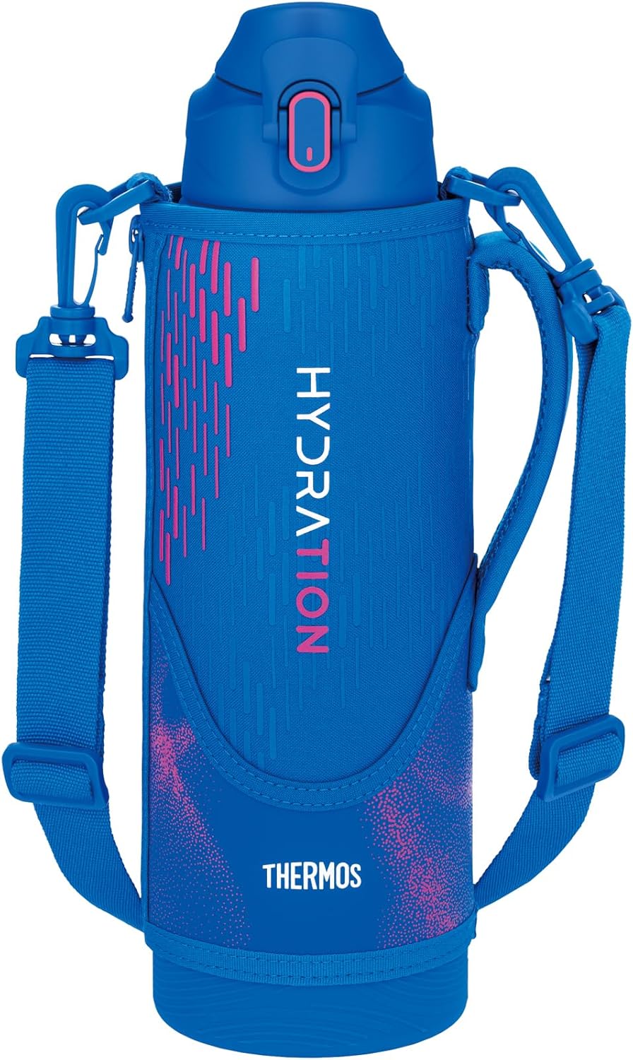 サーモス 水筒 真空断熱スポーツボトル 1.5L ブルーピンク 保冷専用 子供用 ポーチ付き 肩に優しいストラップ FJS-1500F BLP