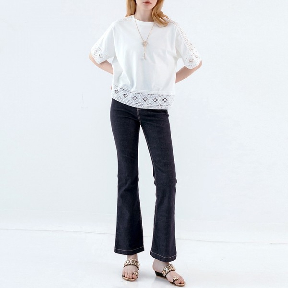 (Max Cartiggio) (耳炎対策) キュービックポケットダークブルーブーツカットパンツ