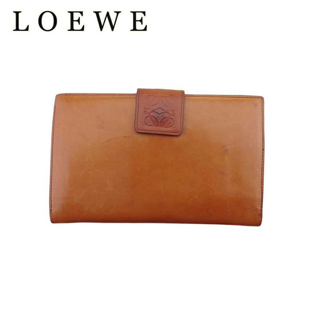 長財布 がま口 財布 アナグラム レディース メンズ ライトブラウン ゴールド 中古