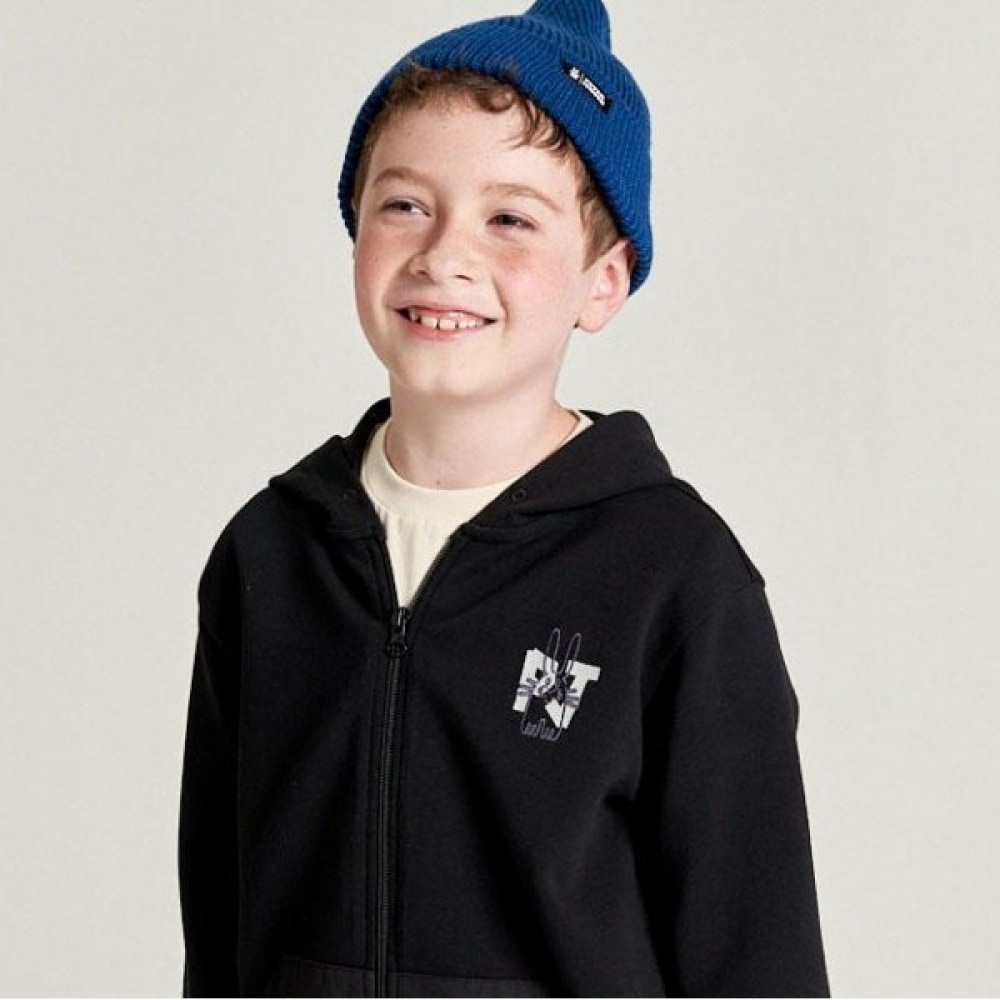 ピータージェンソン 120/130サイズ ポリエステルポケットフードジップアップ PSF11JD01M_BK