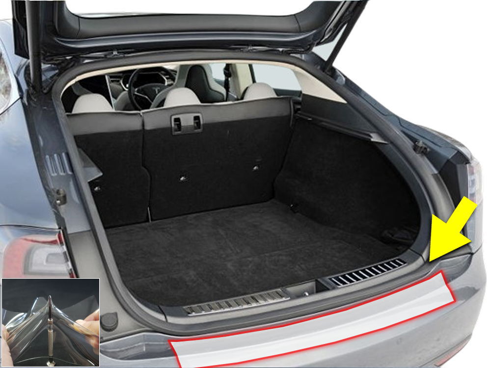 リアステップガード (テスラ モデルS) 車種専用 カット済み 傷防止フィルム プロテクションフィルム 車種専用カット済み リアステップ 保護フィルム キズ防止 保護 クリア 透明 Tesla Mod