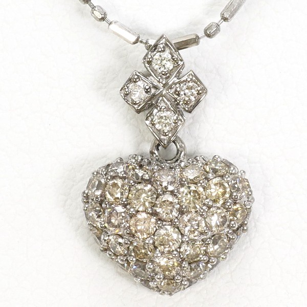 K18 18金 WG ネックレス ブラウンダイヤ 0.50 ダイヤ 0.03 ジュエリー 中古