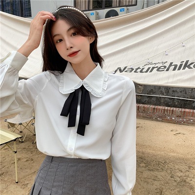 トップス デート シャツ ブラウス カットソー 袖あり 長袖 リボン かわいい 大人可愛い きれいめ シンプル カジュアル 大人 上品 おしゃれ お洒落 主役級 存在感 春 秋 10代 20代 30代