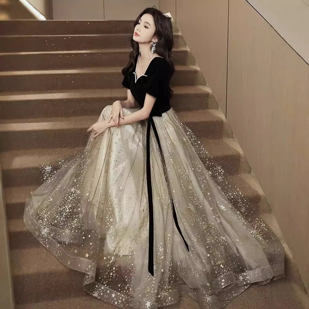 【急速出荷】無.料ブラック成人ドレス 演奏会 ウェディング 発表会 成人式 二次会 お呼ばれ