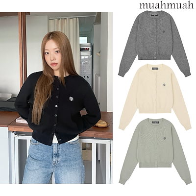 [muahmuah]STITCH LOGO ROUND カーディガン★韓国ファッション★ 楽天市場】muahmuah ステッチ ロゴ ラウンド カーディガン 4色