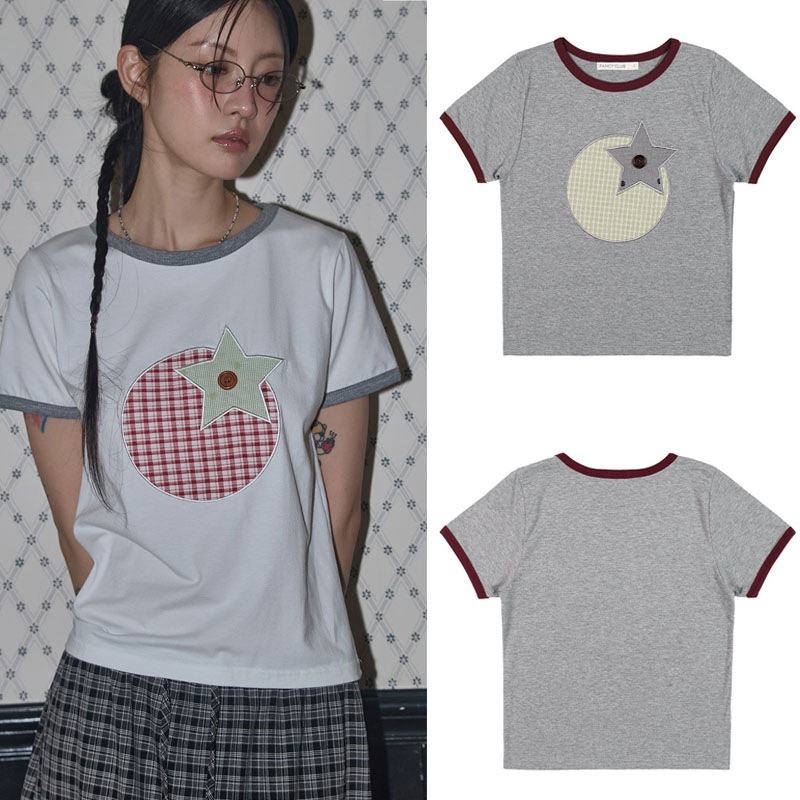 トマトパッチリンガーTシャツ (WHITE) F25QB140 / (GRAY) F25QB140