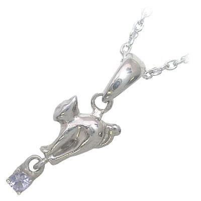 幸せを招く猫モチーフ ( 12月誕生石 ) シルバー タンザナイトペンダントネックレス楽ギフ_包装