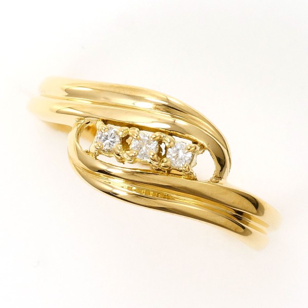 K18 18金 YG イエローゴールド リング 指輪 10号 ダイヤ 0.05 ジュエリー 中古