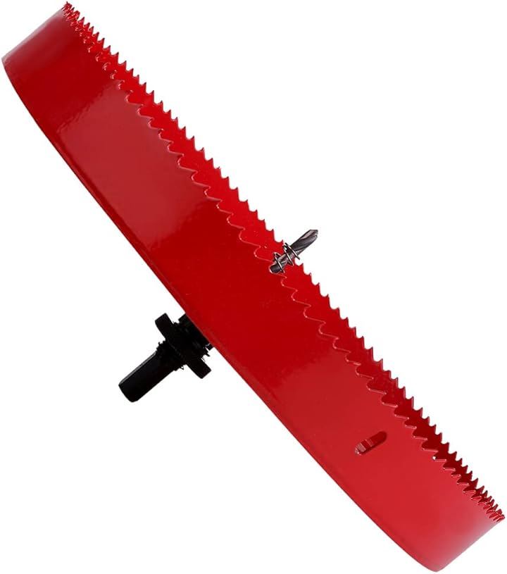 ホールソー バイメタル 穴あけ ドリルビット 切削 工具 DIY 鉄 アルミ 石膏ボード プラスチック 木材などに対応(レッド, 295mm)