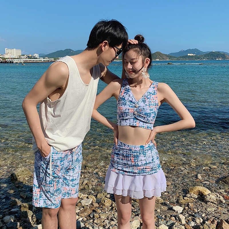 レディースファッション 水着 セット ペアルック カップル 水着 ペア 韓国 人気 カップル タンキニ