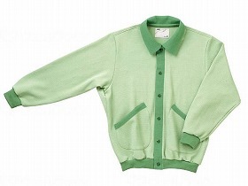 大阪エンゼル スクエアニット室内着（えり付き前開きタイプ） グリーン S 5101