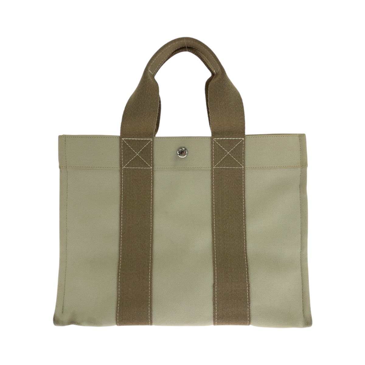 美品 ボラボラPM ベージュ アイボリー シルバー金具 キャンバス トートバッグ ハンドバッグ レディース 501875