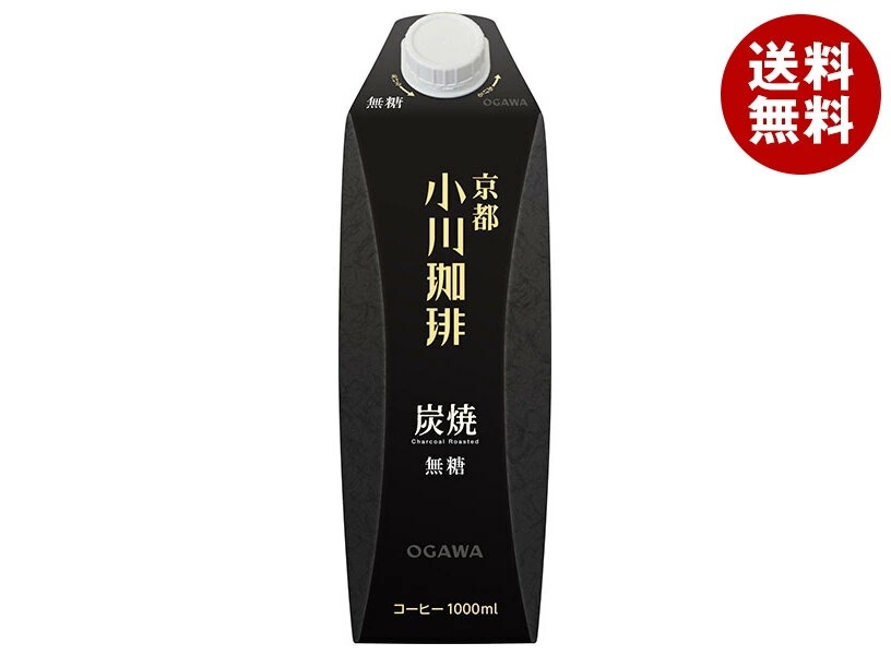 小川珈琲 小川珈琲店 炭焼珈琲 無糖 1000ml紙パック×12(6×2)本入×(2ケース)